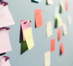 Nahaufnahme einer Metaplanwand mit gesammelten Ideen auf Notizzetteln während einer Fortbildung mit Zonovo